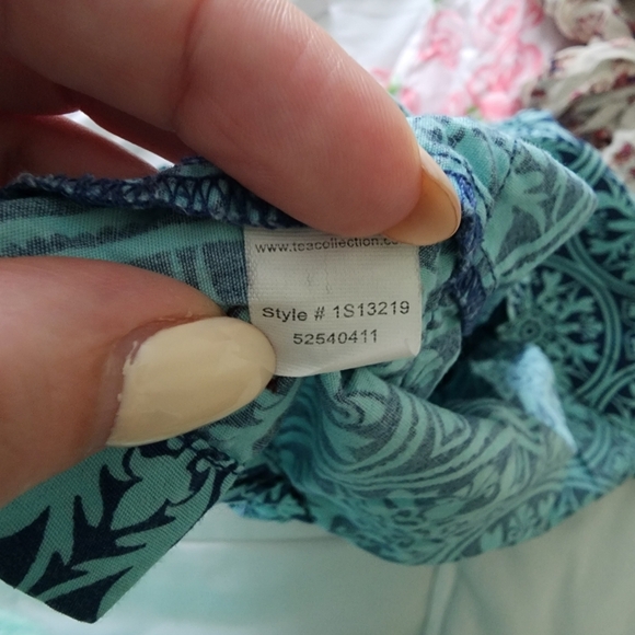 Tea Collection Blue Patterned Smock Dress Size 5 - Picture 6 of 6